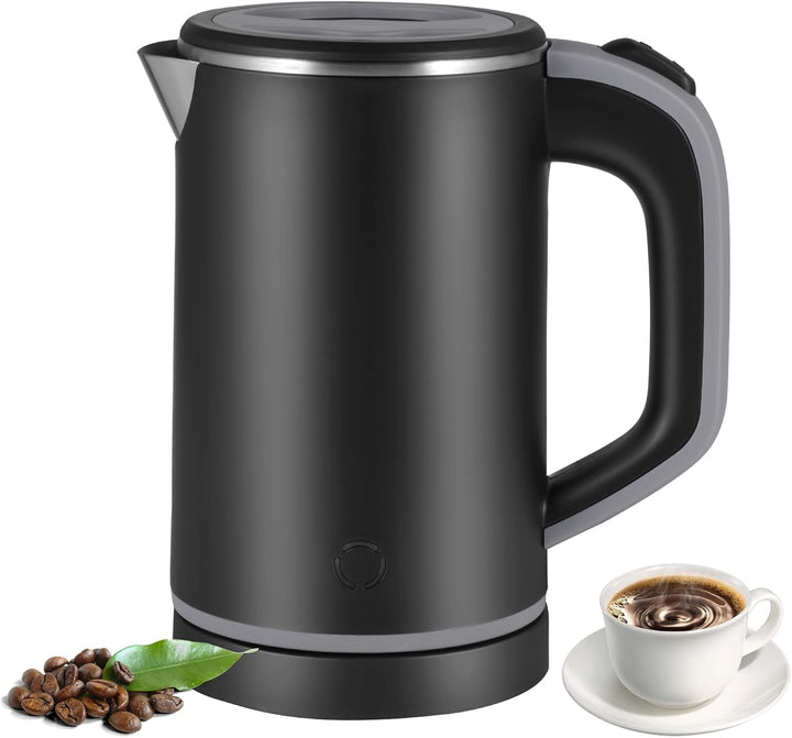 Towwoo 800ML Reisewasserkocher Klein, 600W 5 Minuten Schnelles Kochen Mini Edelstahl Wasserkocher, Ü