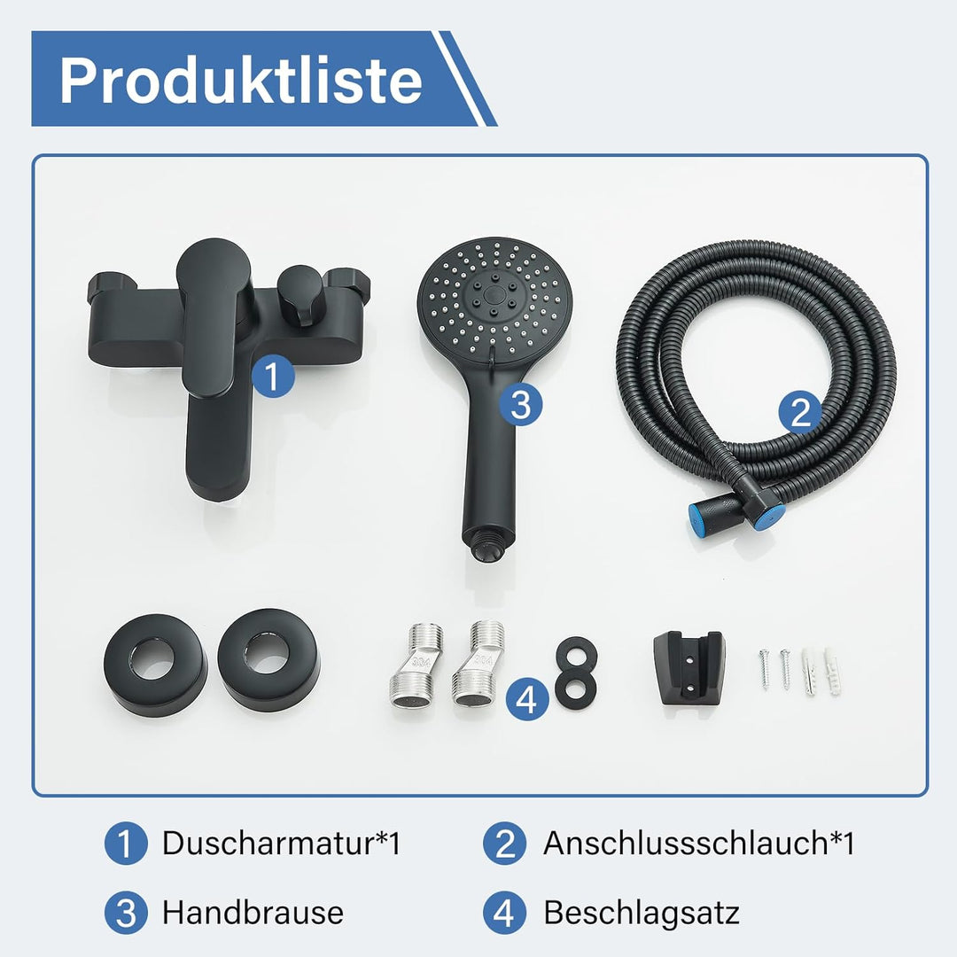 Badewannenarmatur Wannenarmatur mit Handbrause Mischbatterie Badewanne mit Brauseschlauch Aufputz Wa