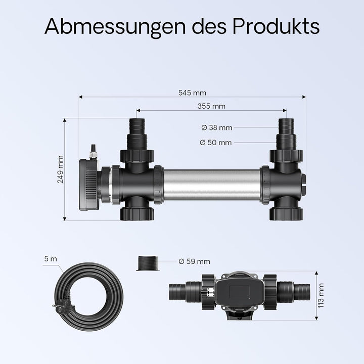 SunSun CUV-736 Edelstahl Teichklärer Wasserklärer Lichtfilter 36W