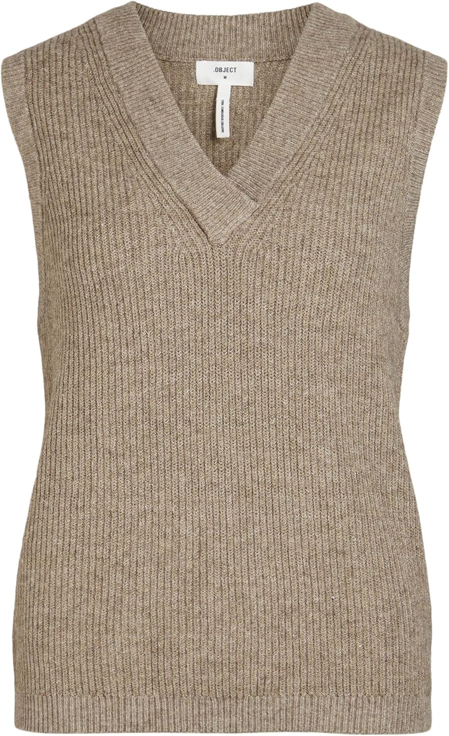 Object Damen Objmalena S/L Knit Waistcoat Noos Pullunder XS Fossil, XS Fossil