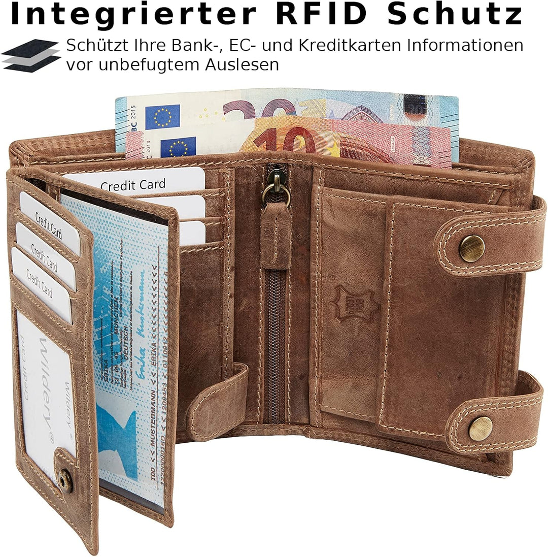 Wildery® RFID Biker Geldbörse mit Kette I Geldbeutel mit Kette Männer I Portemonnaie mit Sicherheits