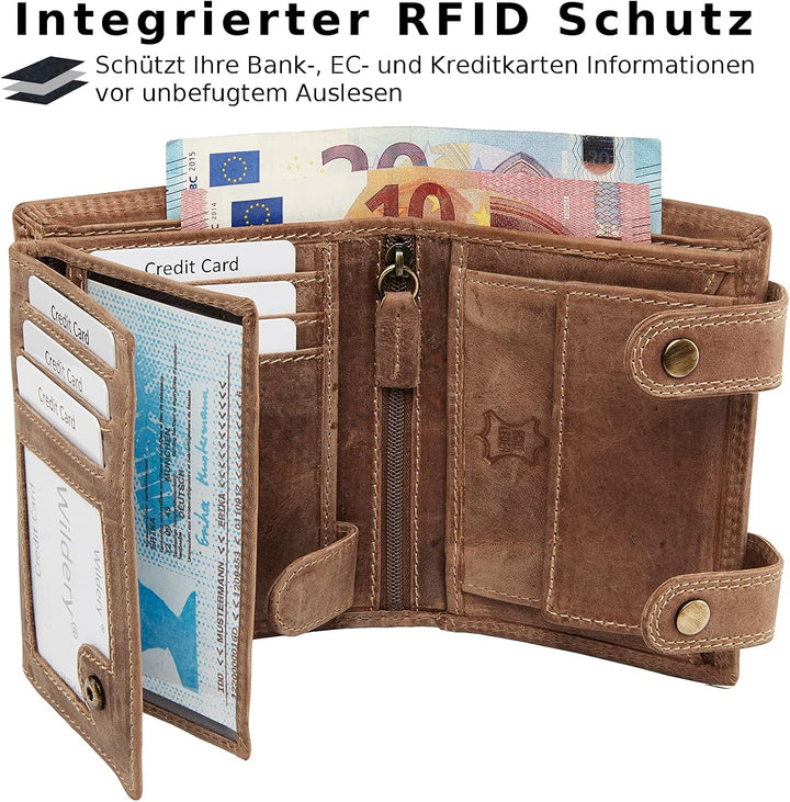 Wildery® RFID Biker Geldbörse mit Kette I Geldbeutel mit Kette Männer I Portemonnaie mit Sicherheits