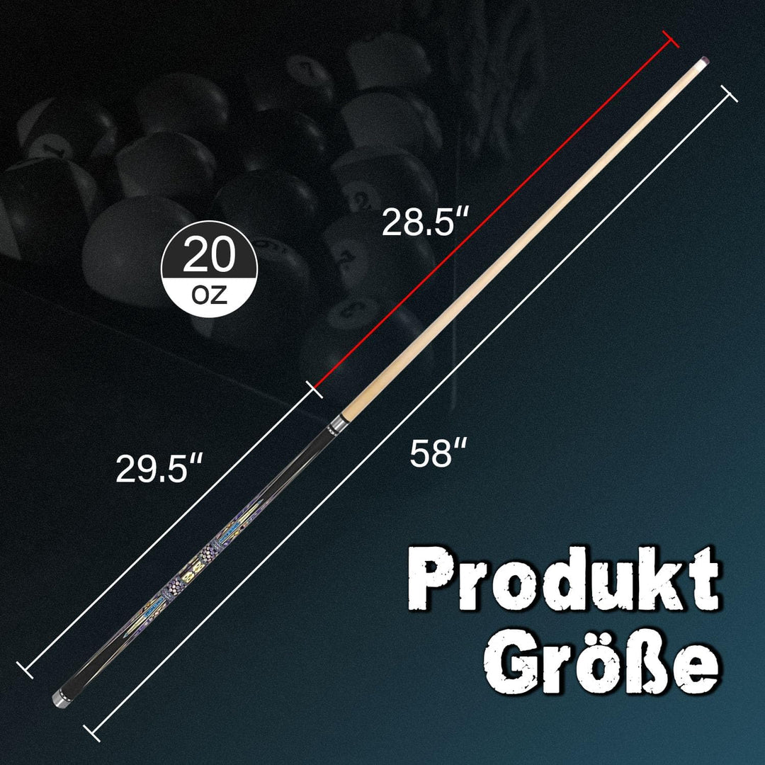 Pool Cue Stick Billard Queue,58“ Pool-Billardqueue BillardStock 12,5 mm Lederspitze Cue Sticks for P
