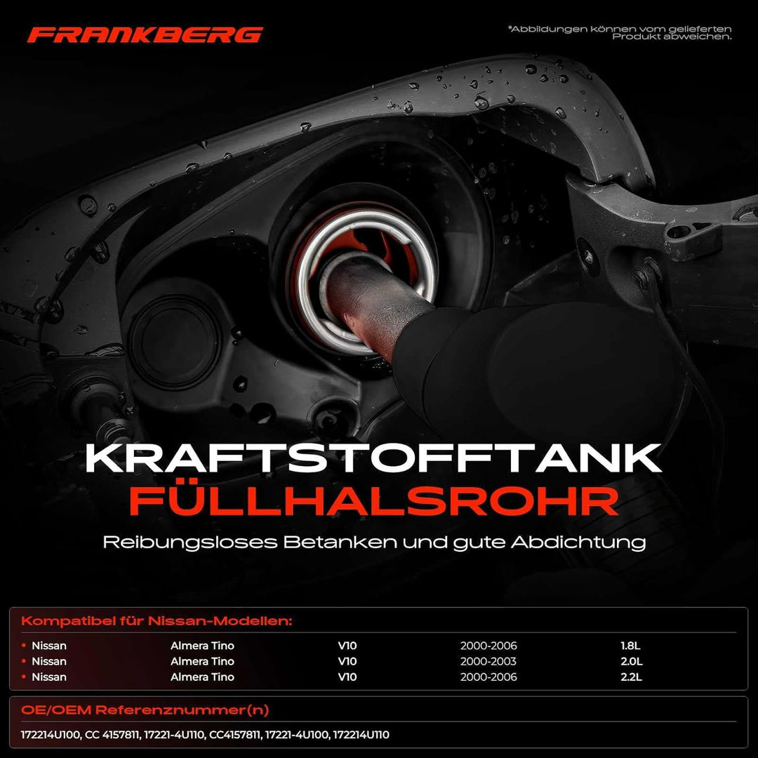 Kraftstoffeinfüllrohr Einfüllstutzen für Almera Tino V10 1.8L 2.0L Benzin 2.2L Diesel 2000-2006 1722