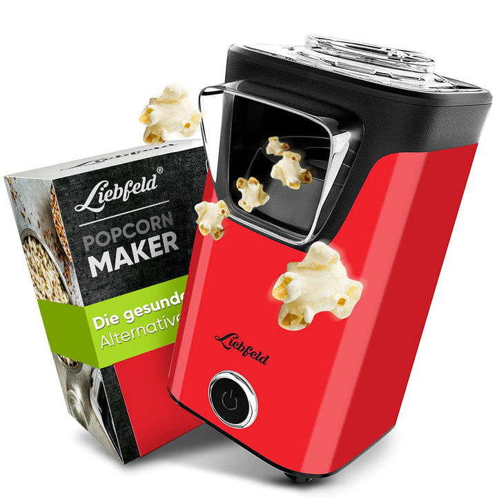 Liebfeld Popcornmaschine - Heissluft Popcorn Maker ohne Fett & Öl - Retro Küchen Gadget für Pop Mais