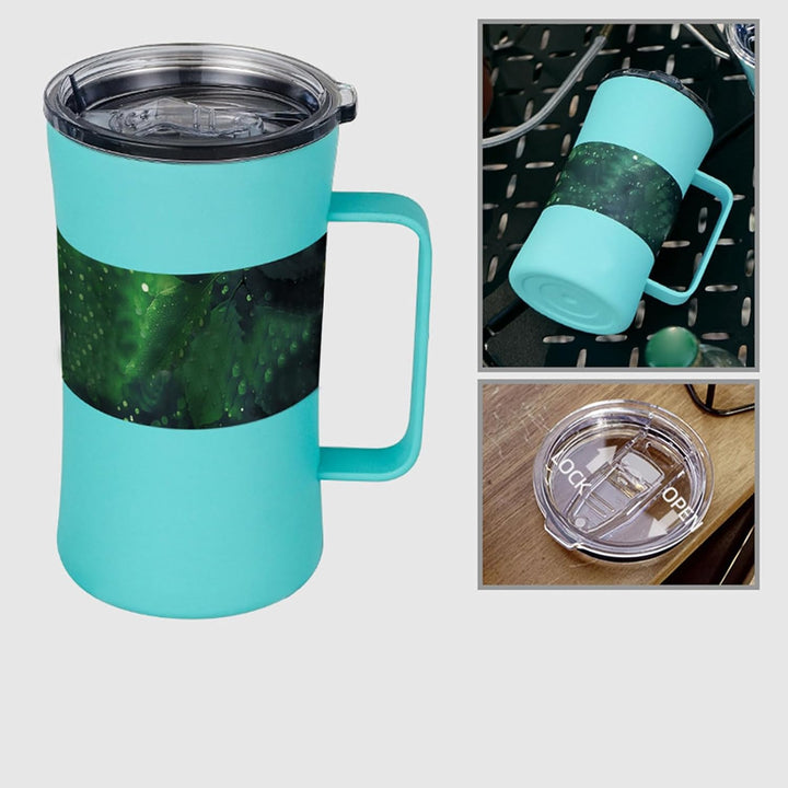 Thermo Becher Mit Griff, Edelstahl Becher Mit Deckel, Spritzwassergeschützter Isolierbecher Für Heis