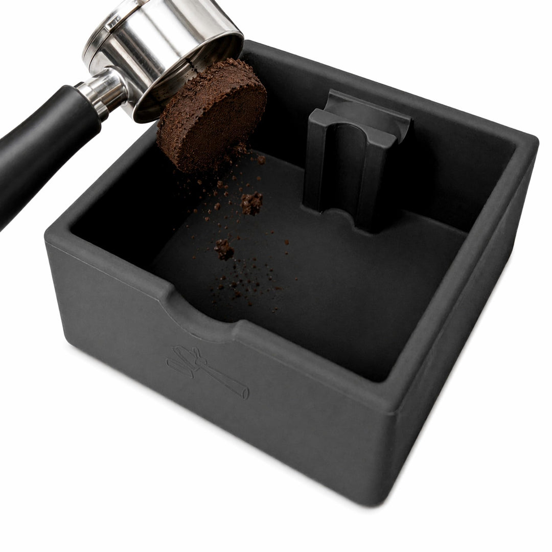 Abklopfbehälter für Siebträger Silikon Quadrat Espresso Knock Box | Ultra Leise Abschlagbehälter Rut