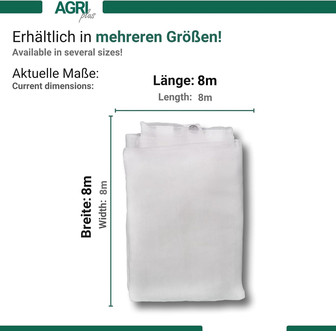 AGRI plus Poolnetz mit Ösen I 8 x 8 m I Verschiedene Masse I Engmaschiges Netz 0,8 x 0,8 mm I Abdeck