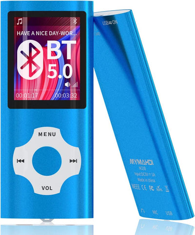 MYMAHDI Bluetooth 5.0 MP3/MP4-Player mit 32 GB Speicherkarte, 1,8 Zoll LCD-Bildschirm, unterstützt b