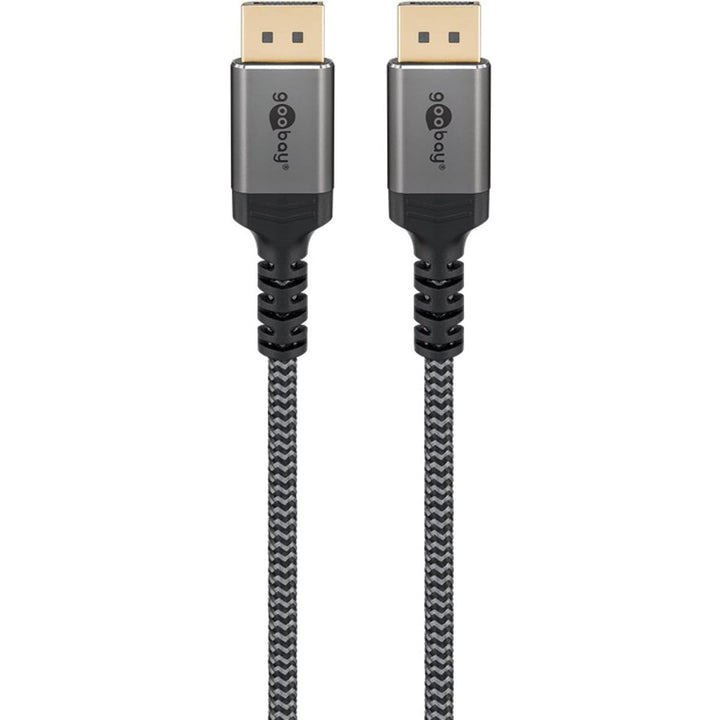 goobay DisplayPort Kabel 2.1-80 Gbit/s, DP-Kabel 16K/60Hz, 10K HDR, 3m - Sharkskin Grey, Metall-Desi