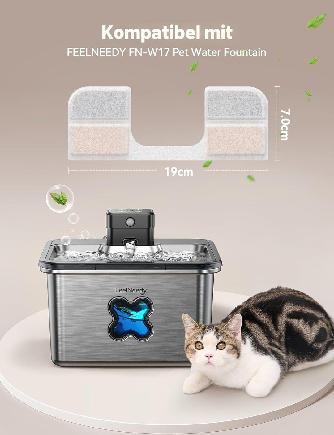 6 Pack Filter für Katzentrinkbrunnen & 6 Pack Schwämme Filterersatz, Katzentrinkbrunnenfilter für 3.