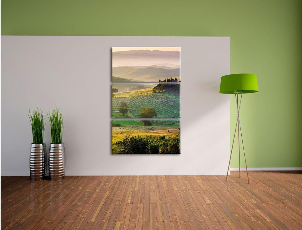 Pixxprint Toskana Landschaft als Leinwandbild - Grösse: 3-Teilig (120x80cm) - Wandbild - Kunstdruck