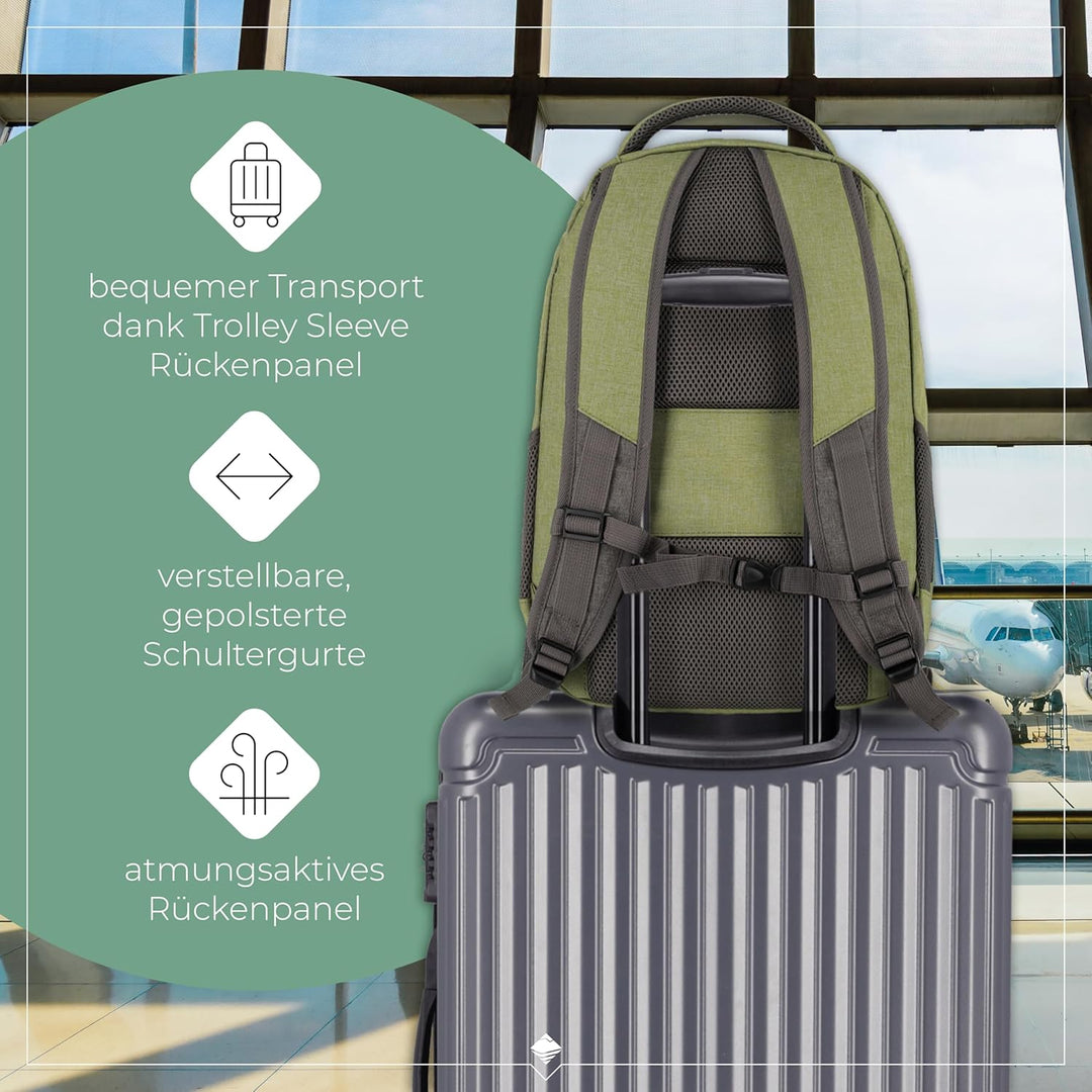 Travelite Handgepäck Rucksack, Laptop Rucksack 15,6 Zoll, BASICS, Daypack, Tagesrucksack mit vielen