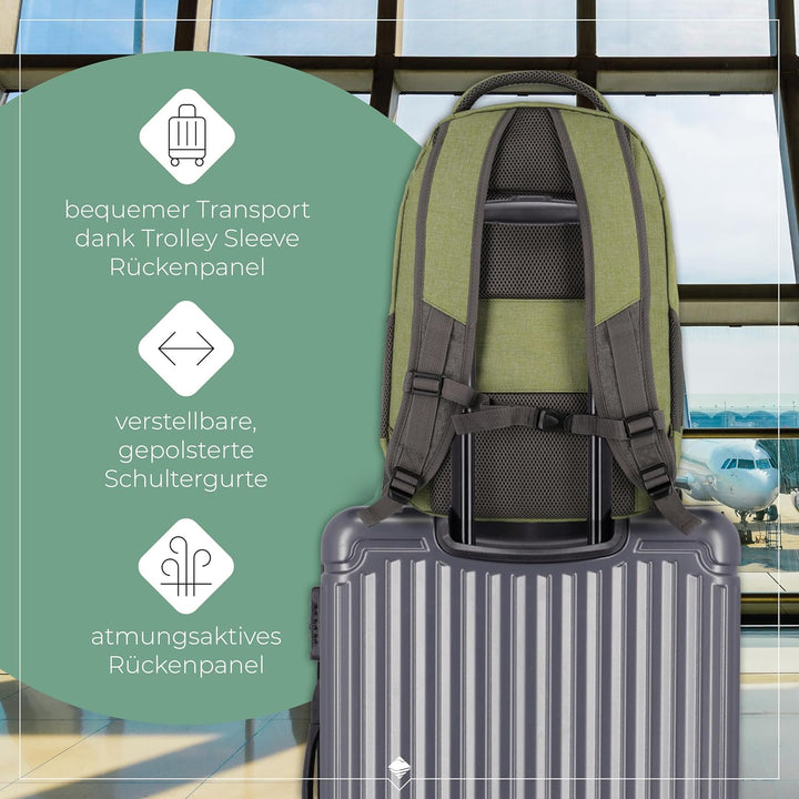 Travelite Handgepäck Rucksack, Laptop Rucksack 15,6 Zoll, BASICS, Daypack, Tagesrucksack mit vielen