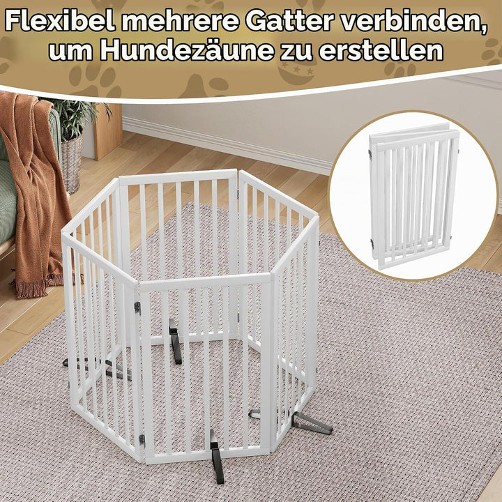 Freistehendes Hundegitter, Faltbares Hundebarriere für Tür,Treppen,Flur,Küche &amp; Schlafzimmer, Freist