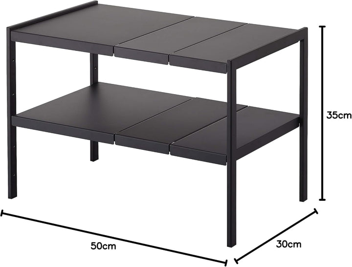 Yamazaki 4949 TOWER Ausziehbarer Organizer mit 2 Ebenen, schwarz, Stahl, Minimalistisches Design