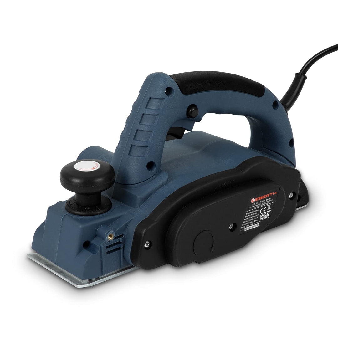 EBERTH Elektrohobel für Holz mit 900 Watt Leistung und 2,6mm Spantiefe, 82mm Hobelbreite, Hobelmasch