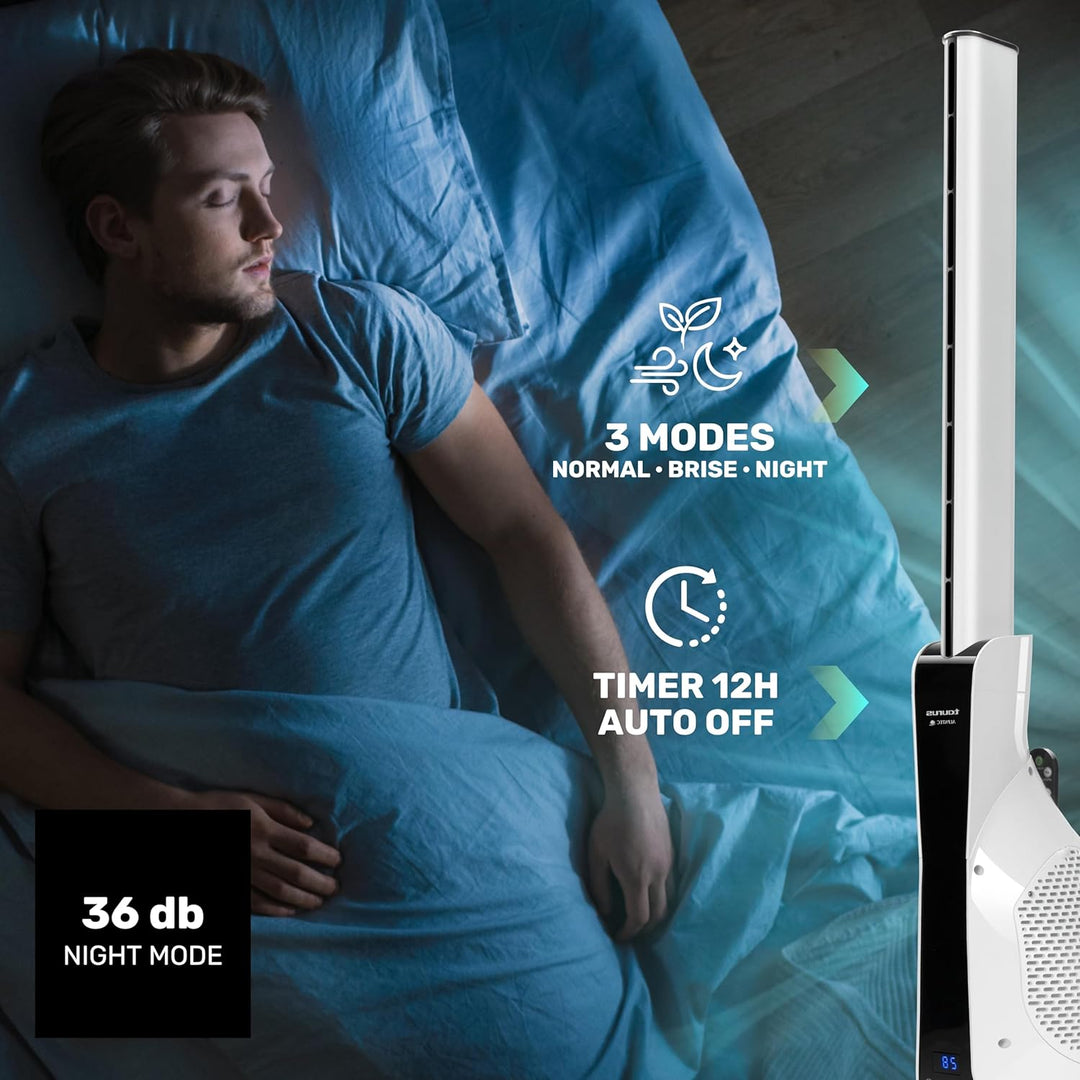 Taurus Babel Invisible Turmventilator, 101 cm, 12 Geschwindigkeiten, 3 Modi, 100 % Gleichstrom-Motor
