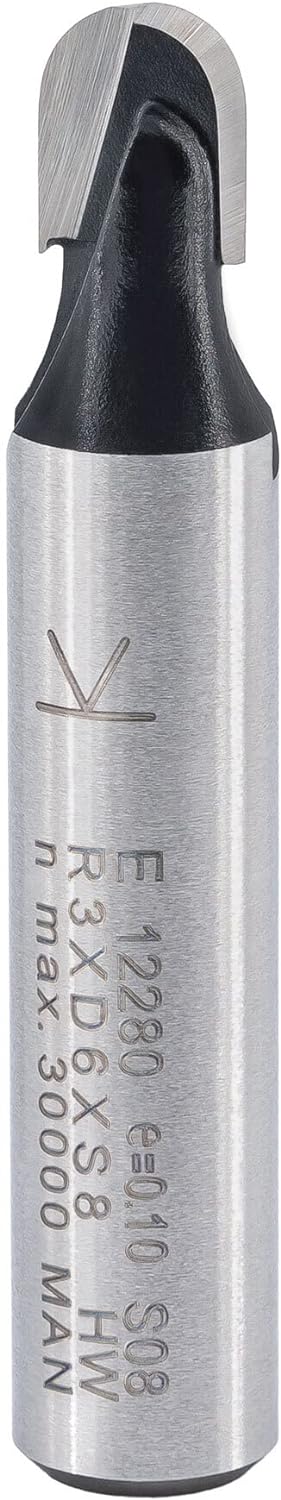 ENT 12280 Hohlkehlfräser HW, Schaft (S) 8 mm, Radius (R) 3 mm, Durchmesser (D) 6 mm, NL 6 mm, SL 32