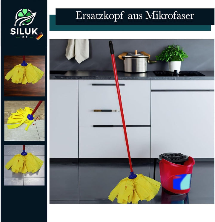 6 x Ersatzkopf für Leifheit Classic Mopp für Alle Flecken Entfernen Boden (Microfaser), Microfaser