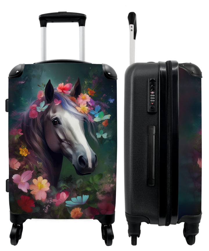 NoBoringSuitcases.com® Koffer gross Trolley Rollkoffer Reisekoffer mit 4 Rollen Fotokoffer - Pferd -