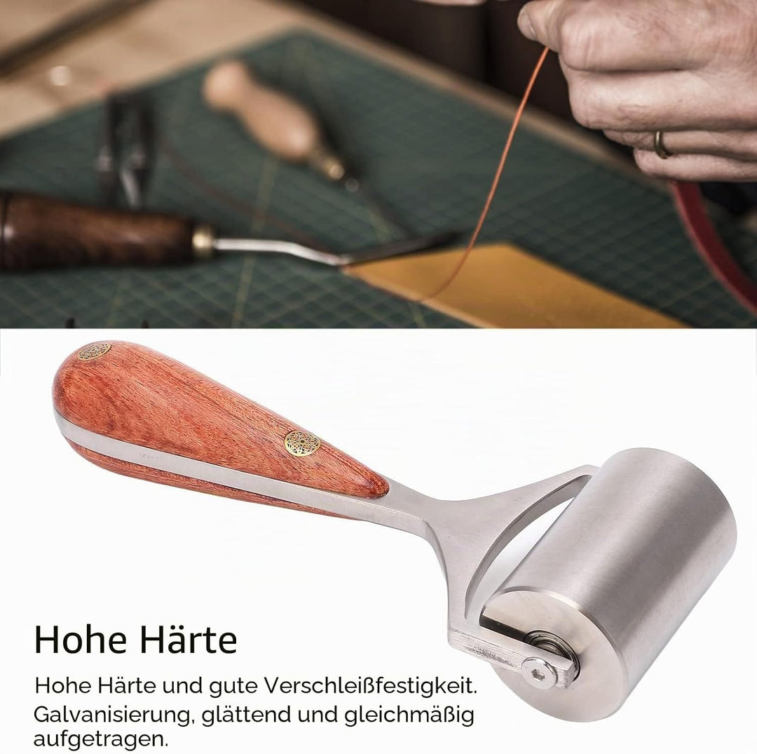 Leder Andruckrolle Leder Roller Werkzeug Andrückwalze Handdruck Roller mit Holzgriff für Schweisswer