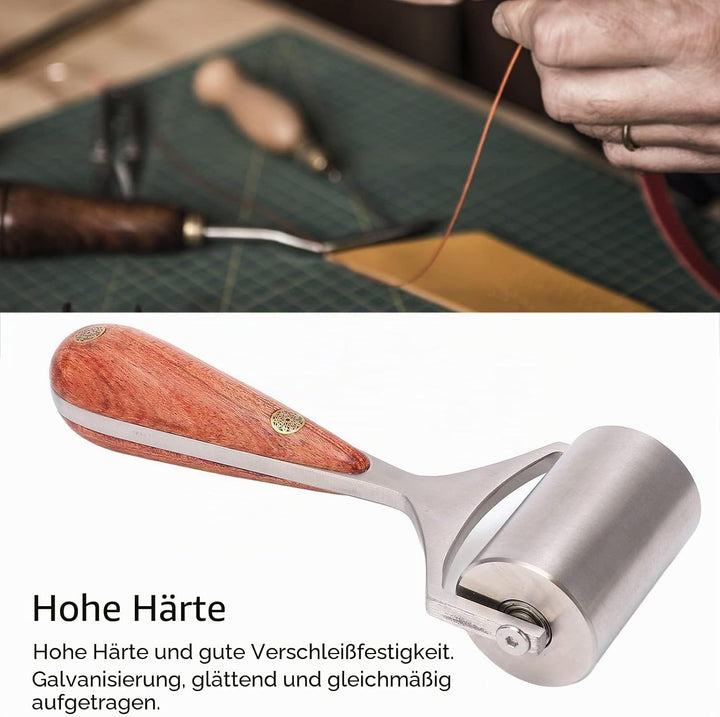 Leder Andruckrolle Leder Roller Werkzeug Andrückwalze Handdruck Roller mit Holzgriff für Schweisswer