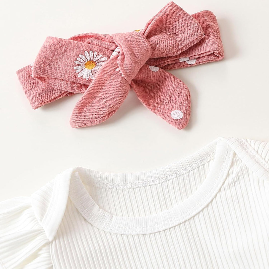 Baby Mädchen Kleidung Set Neugeborene Langarm Strampler + Lange Hose + Stirnband 3 Pcs Herbst Winter