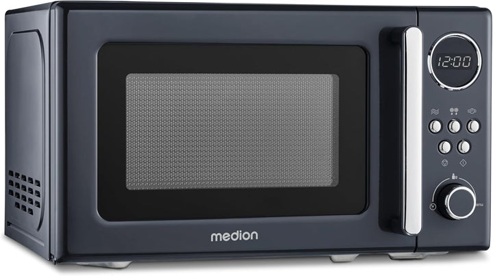 MEDION Retro Mikrowelle klein (20 Liter, ca. 800 Watt, 5 Mikrowellenstufen, 8 Automatikprogramme, Di