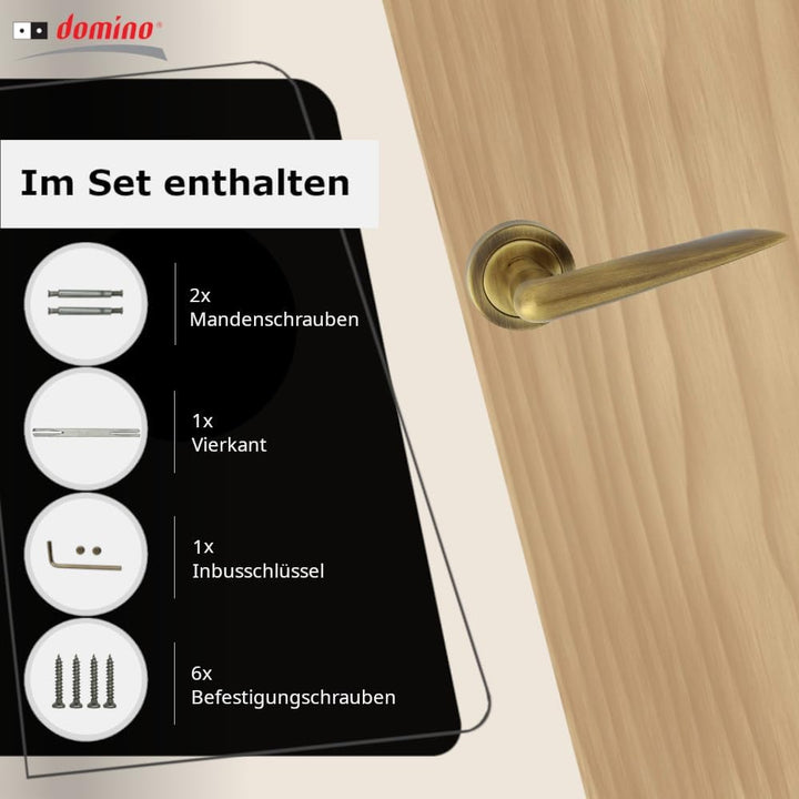 domino Türgriff Drückergarnitur | Türklinke für Zimmertür, Bürotür, Kellertür & Innentür | Türbeschl