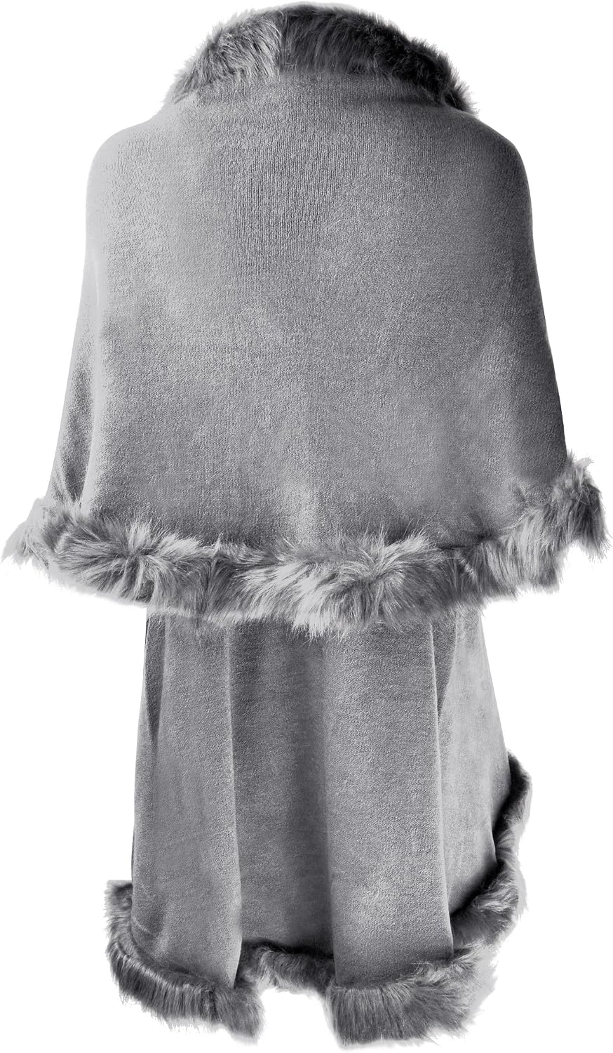 ZLYC Damen Winter Kunstpelz Poncho Strick Schal Stola Warm Cape Cardigan Grau, Grau
