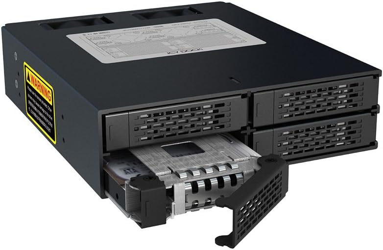 ICY DOCK Wechselrahmen für 4X 2,5 Zoll (6,4cm) SATA/SAS SSD/HDD in 1x 5,25 Zoll (13,3cm) - Vollmetal