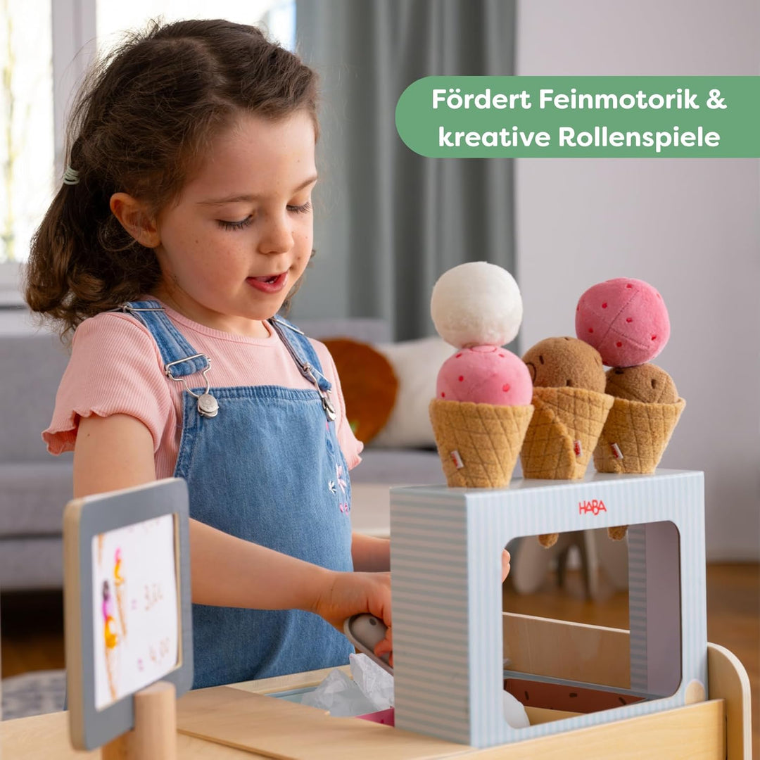 HABA Creative Play Eisdiele – Rollenspielzeug ab 3 Jahren mit magnetischen Eiskugeln – Fördert Feinm
