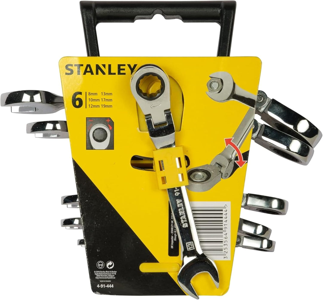 Stanley Ringmaulschlüssel (mit Ratsche 180° schwenkbar Set, 6-teilig, 8/10/12/13/17/19 mm, MaxiDrive