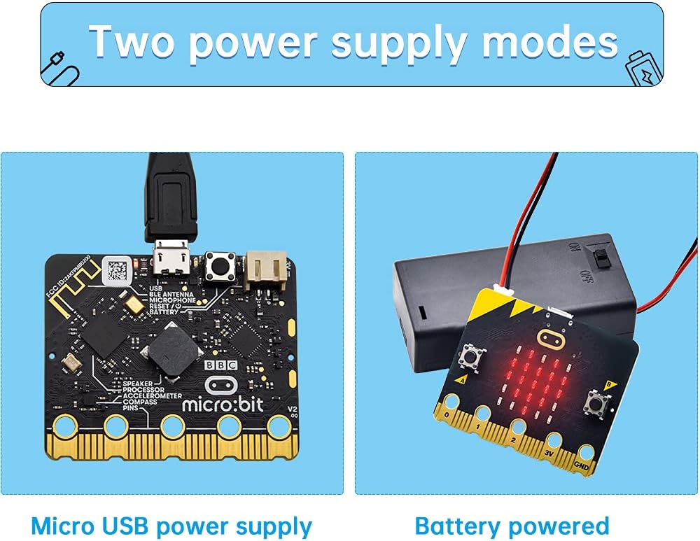 KEYESTUDIO BBC Micro:Bit Go für Micro bit Starter Set mit V2 Microbit Board, Batteriehalter, Micro-U