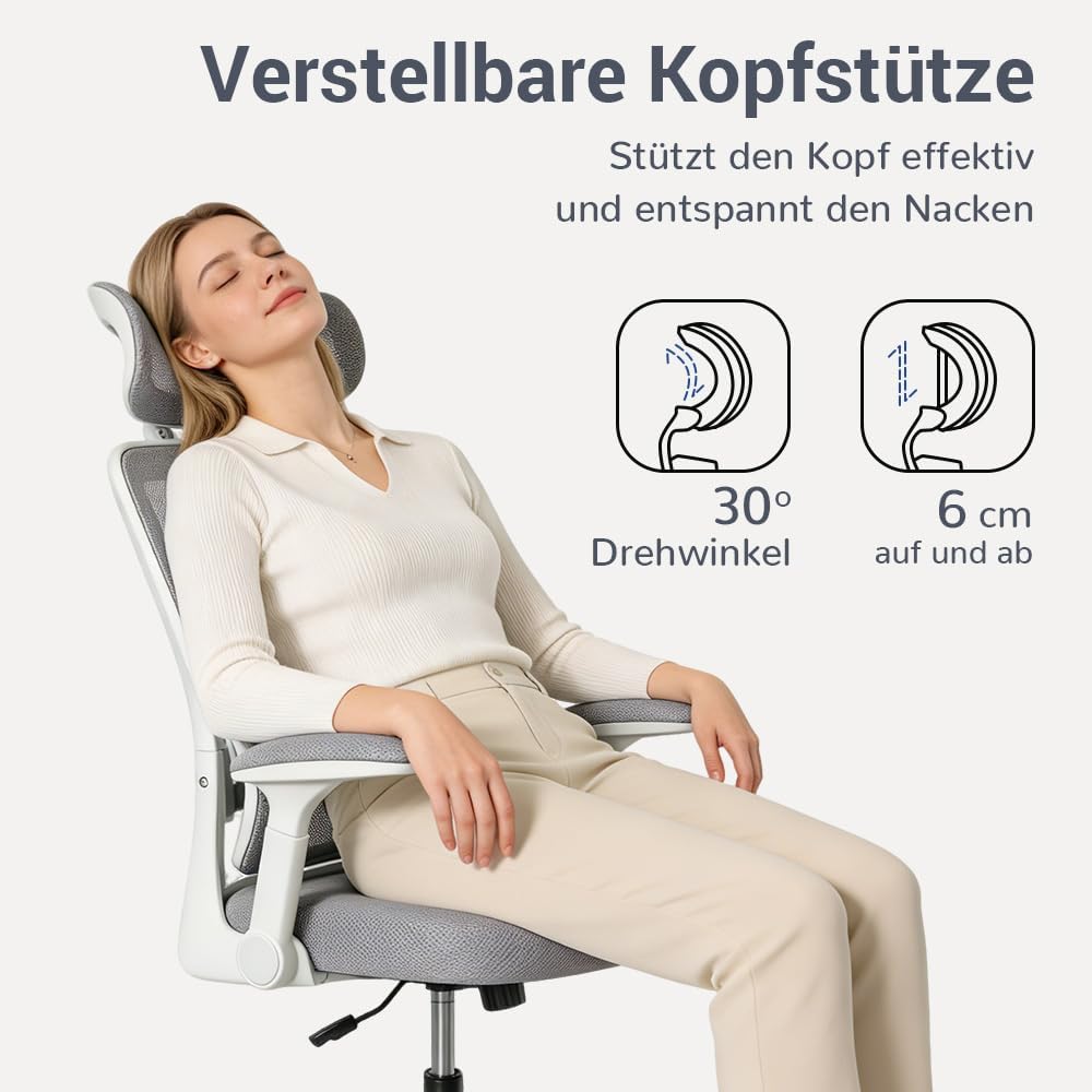 Ergonomischer Bürostuhl, Lendenwirbelstütze, höhenverstellbarer Chefsessel, Drehstuhl, Netzstuhl (Gr