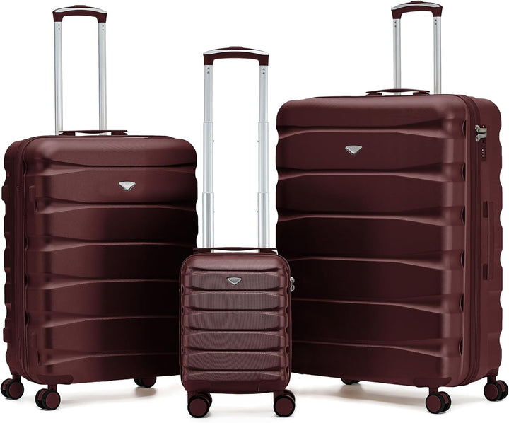 Flight Knight 3er-Set Mittelgross und Gross Leichte 4-Rad-abs-hartschalenkoffer Handgepack, Zugelass