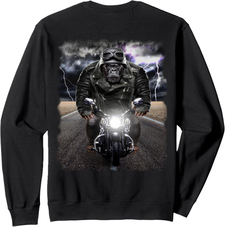 Gorilla reitendes Motorrad auf der Autobahn Sweatshirt