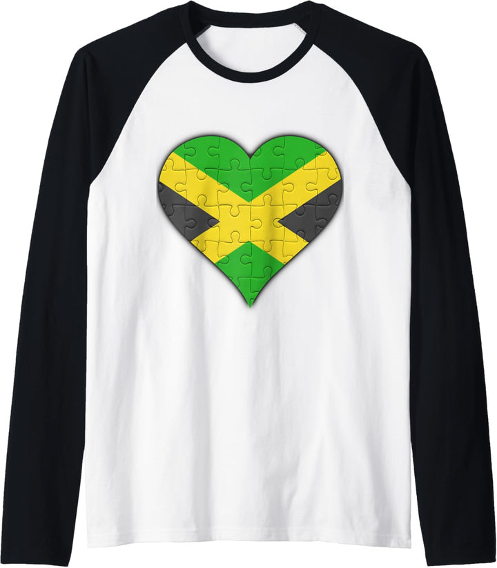 Jamaika Jamaikanische Flagge Herz Raglan
