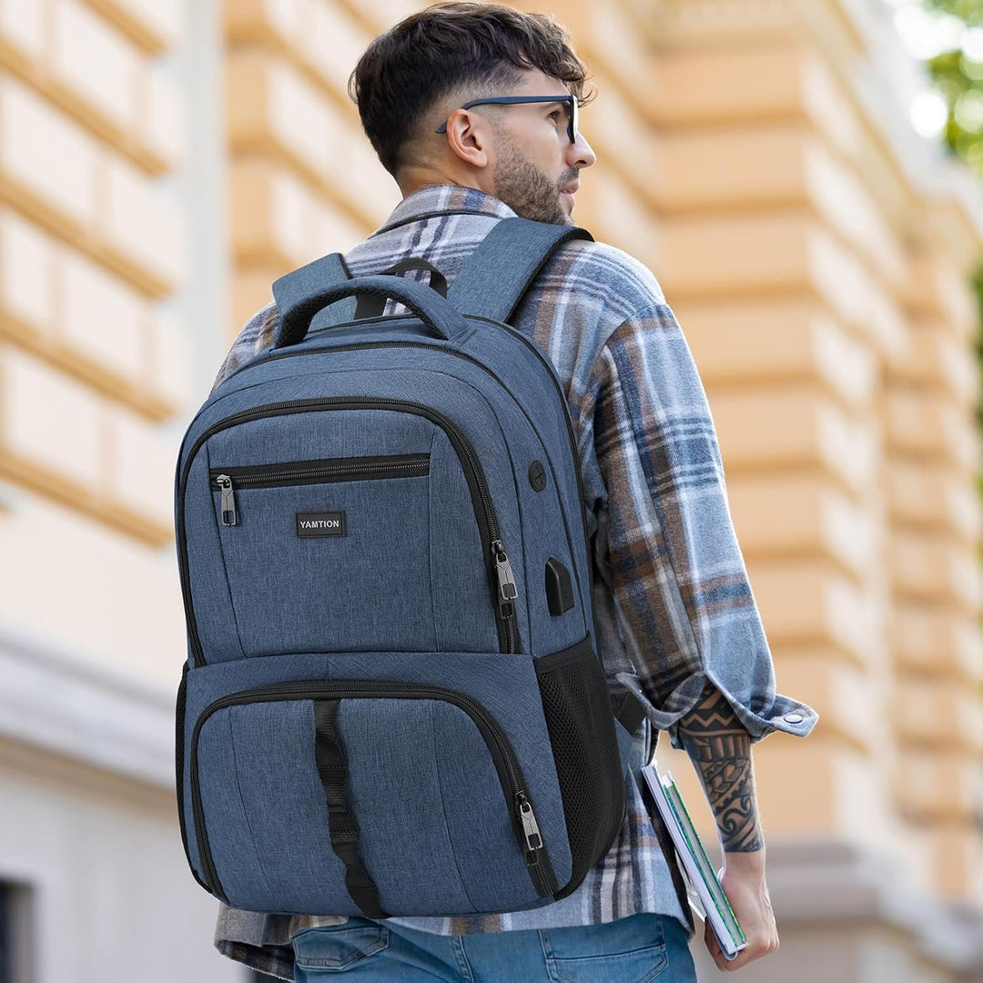 YAMTION 17,3 Zoll Rucksack Laptop Herren Gross Sportrucksack mit Schuhfach für Fitnessstudio Schulru
