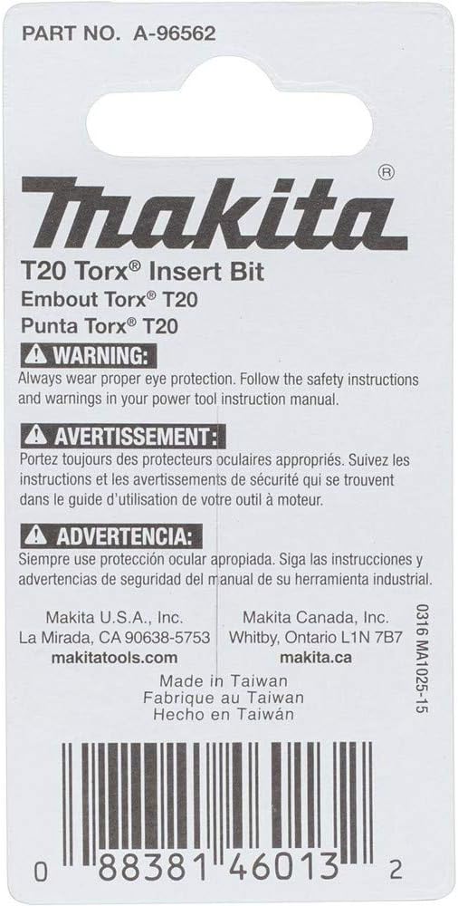 Makita ImpactX T10 Torx 1 ″ Einsatz Bit, A-96562 0 wattsW, 0 voltsV 2-Pack T20, 2-Pack T20