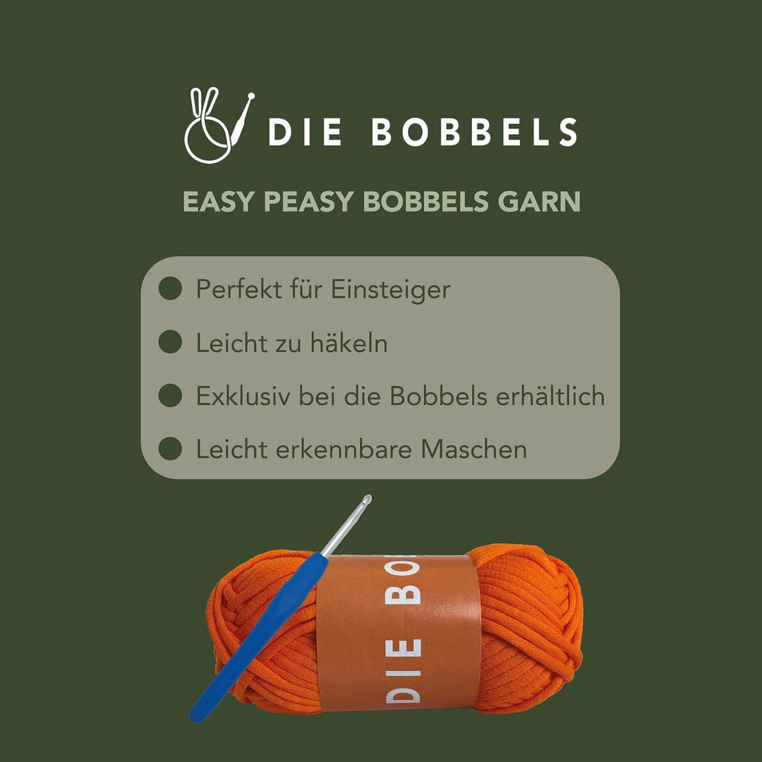 Die Bobbels“ Einsteiger Häkelset für Anfänger mit kinderleichtem Garn, Hilfsmitteln und Schritt-für-
