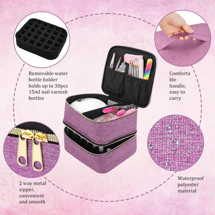 Nagellack Aufbewahrung Tasche Doppelschicht Nagellacktasche Lila Nagel Taschen Nagellack Organizer W