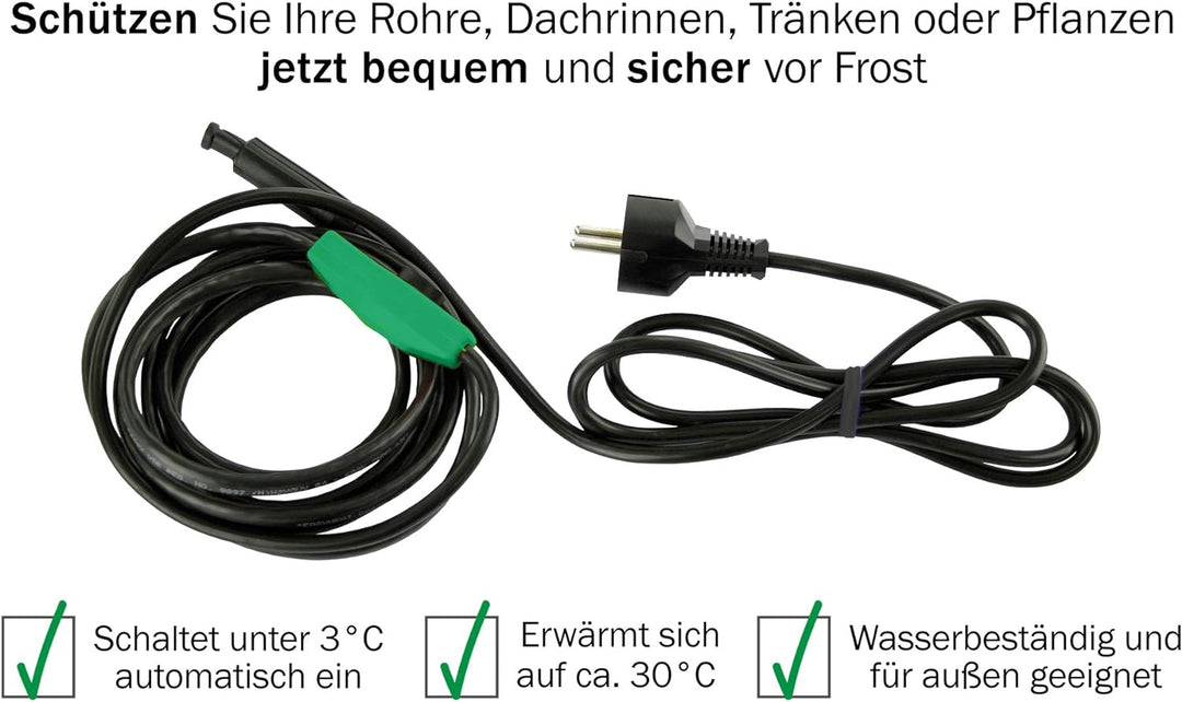 Cerres Frostschutz Heizkabel Mit Knopf-Thermostat, Pflanzen-Heizung, 1m 2m 4m 8m 12m 14m 24m 36m 48m