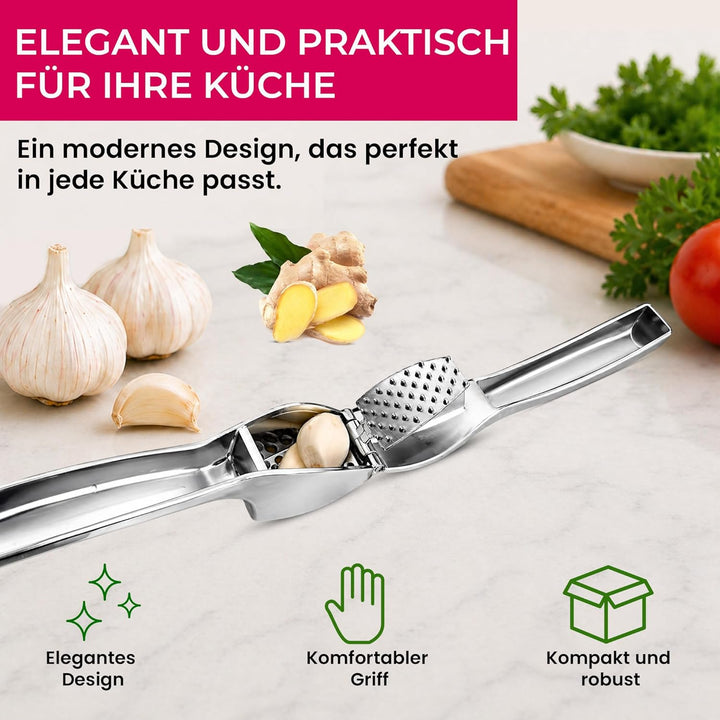 Knoblauchpresse Profi - Knoblauchschneider & Knoblauchschäler - Garlic Press - Spülmaschinenfest - K