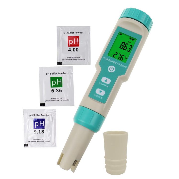 DANOPLUS 7-in-1-Wasserqualitätstester, multifunktionaler pH-, TDS-, EC-, ORP-, Salzgehalt-, SG-Tempe
