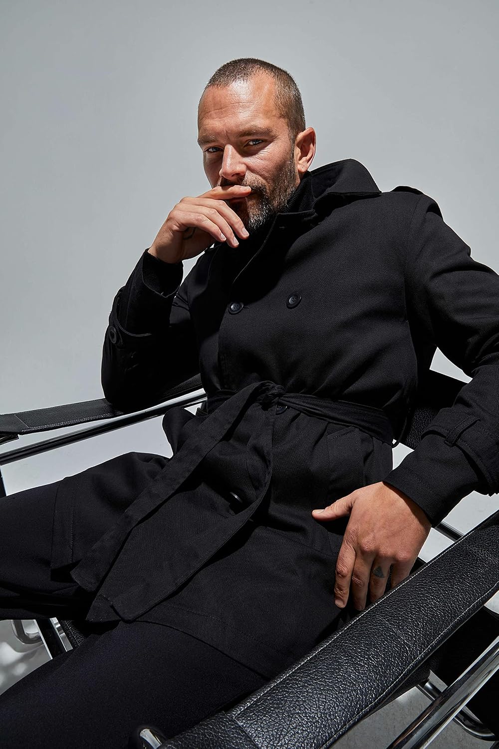 Leif Nelson Trenchcoat Herren kurze Jacke Kurzmantel Halbmantel Business Übergangsjacke Männer Lange