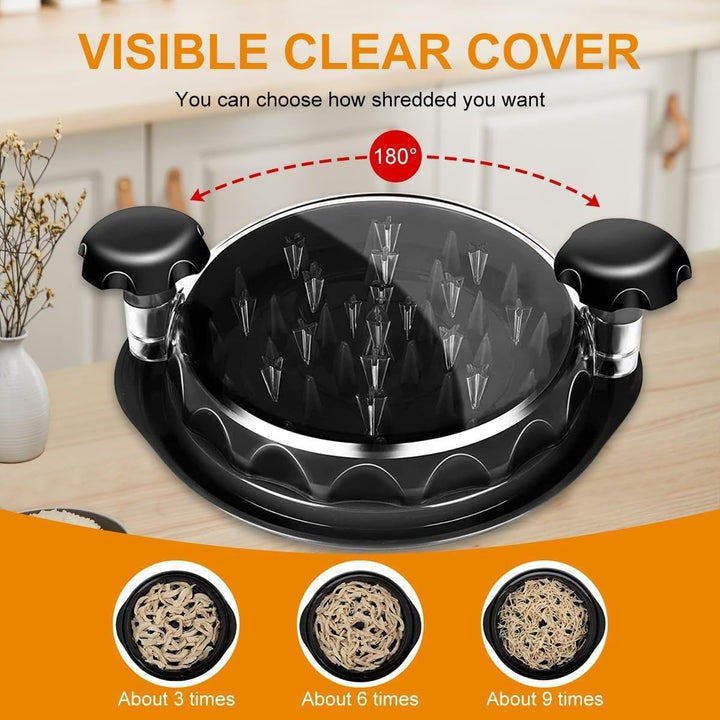 Hähnchen Zerkleinerer 25 cm Chicken Shredder mit transparentem Deckel, Bürste & Gabeln,spülmaschinen