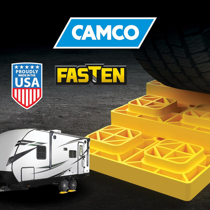Camco Fasten 2x2 Leveling Block for Single Tires-Interlocking Design Allows Stacking to Desired Heig
