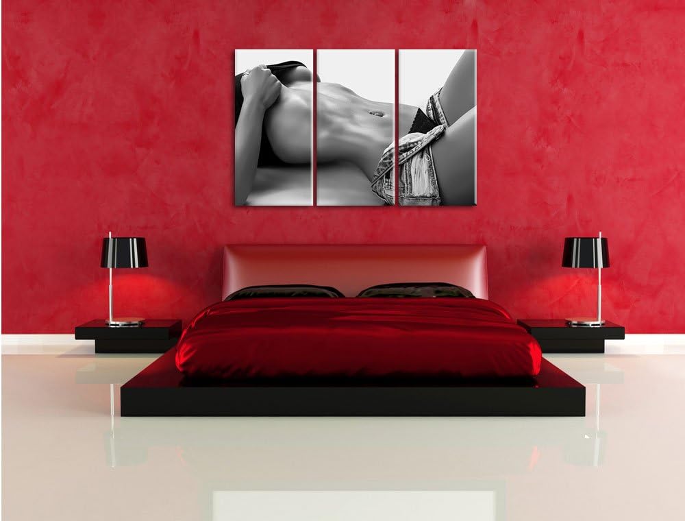 Pixxprint Sexy Frau mit schönem Körper als Leinwandbild/Grösse: 3 Teilig (120x80 cm) cm/Wandbild/Kun